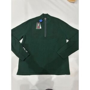 RLX Ralph Lauren Mens XXL Green COOLMAX 1/4 Zip Wool Blend Golf Sweaterer